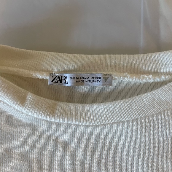 Zara - white knit crop sweatshirt - Picture 3 of 4